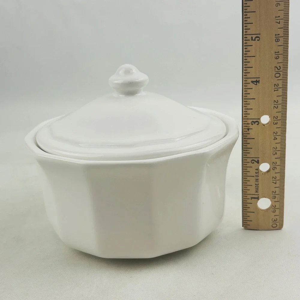 Pfaltzgraff Heritage White Butter Tub & Lid Stoneware Lidded Dish Storage USA‎